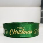 1 Inch Christmas Ribbons, Gold Printed 18 meter - Image 2